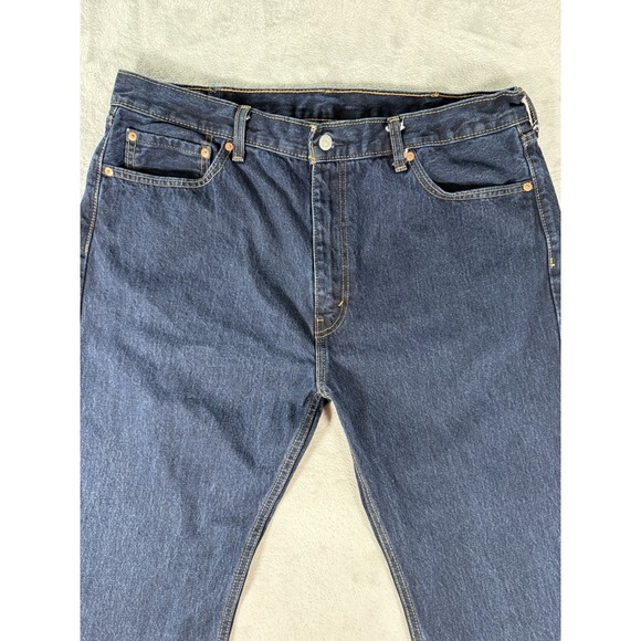 Levis 505 Jeans Mens 40x30 Blue Denim Regular Fit Straight Leg Dark Wash - Picture 7 of 12
